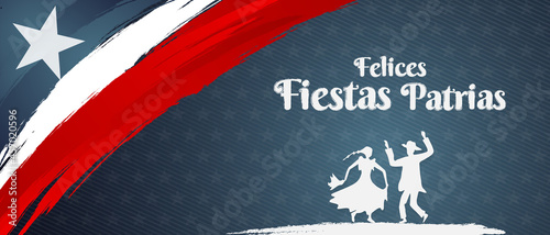 Felices Fiestas Patrias, 18 de septiembre, English translation : (Chile national holiday, 18 September) National Holidays Celebration Card.
