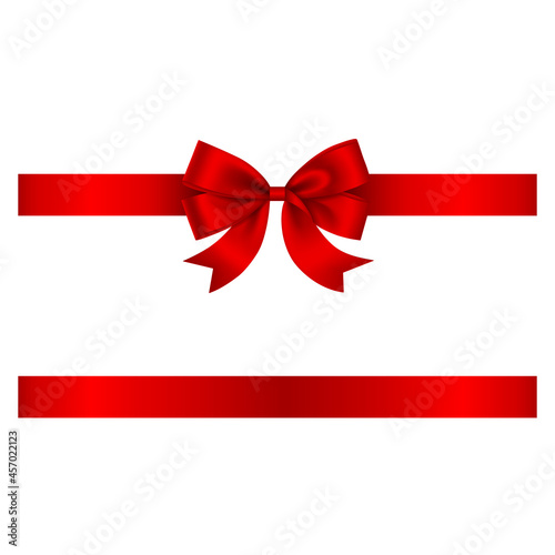 Red bow and ribbon vector. bow with ribbon for christmas and birthday decorations
