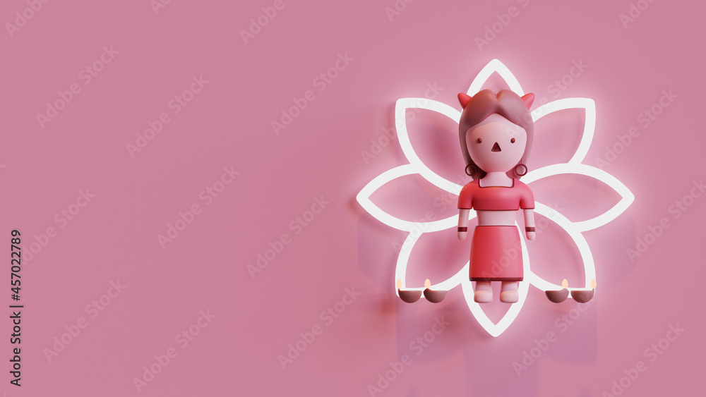 Diwali landing page template with Surpanakha 3D rendering. Surpanakha is one of evil character in Diwali story Diwali landing page template with Surpanakha 3D rendering. Surpanakha is one of evil character in Diwali story