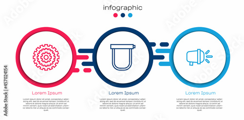 Set line Bicycle cassette, lock and head lamp. Business infographic template. Vector