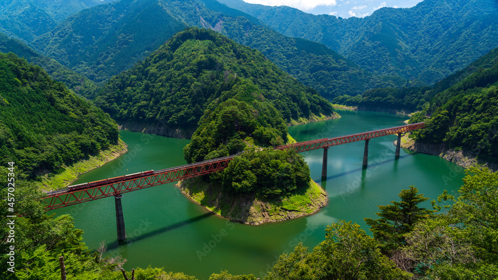 Beautiful scenary at Okuoikojo Station and Okuoi Rainbow Bridge, Shizuoka, Japan. Beautiful scenary at Okuoikojo Station and Okuoi Rainbow Bridge, Shizuoka, Japan.