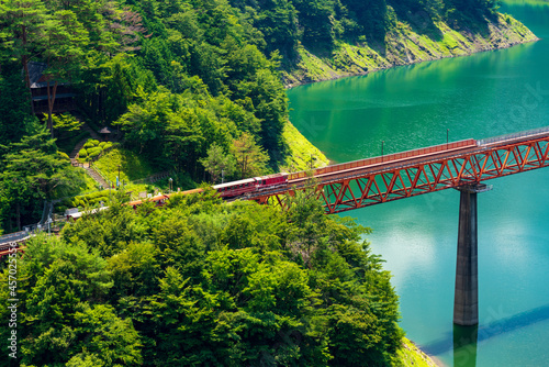 Bild auf Leinwand Beautiful scenary at Okuoikojo Station and Okuoi Rainbow Bridge, Shizuoka, Japan