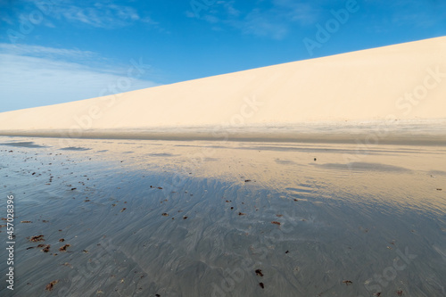 Reflections on the water. Brazilian beach located in Jericoacoara  Ceara.