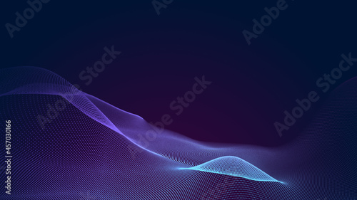 Abstract dot blue purple wave gradient texture technology background. © Papapig