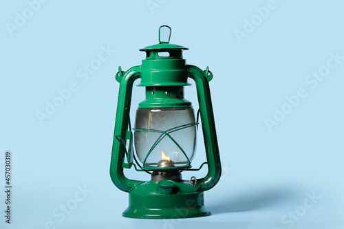 Stylish retro lamp on color...