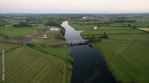 aerial shot of a bridge over the river Bann