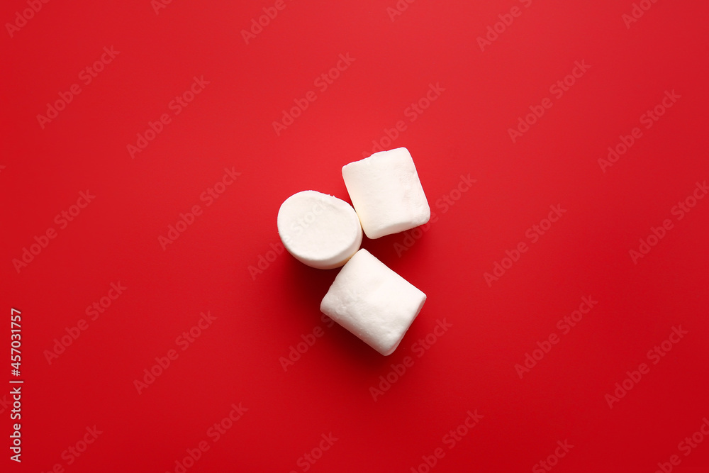 Tasty marshmallows on color background Tasty marshmallows on color background