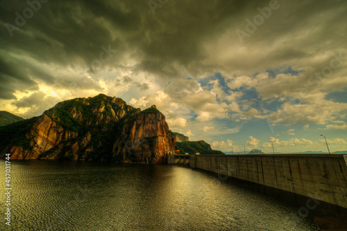 Landscape in municipality of Choix Sinaloa beautiful clouds in the huites dam photo