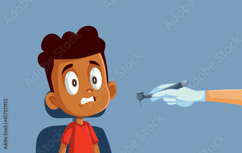 Little Boy Scared of the Dentist Vector Cartoon Illustration