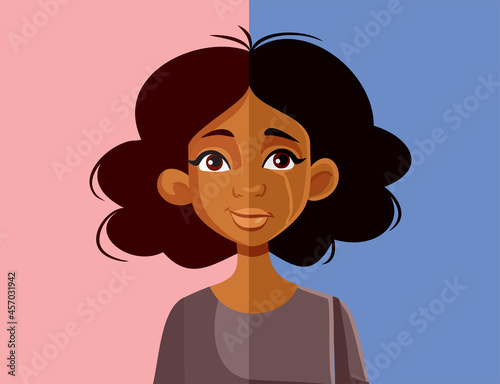 Sad and Happy Expressions of a Young Woman Vector Illustration