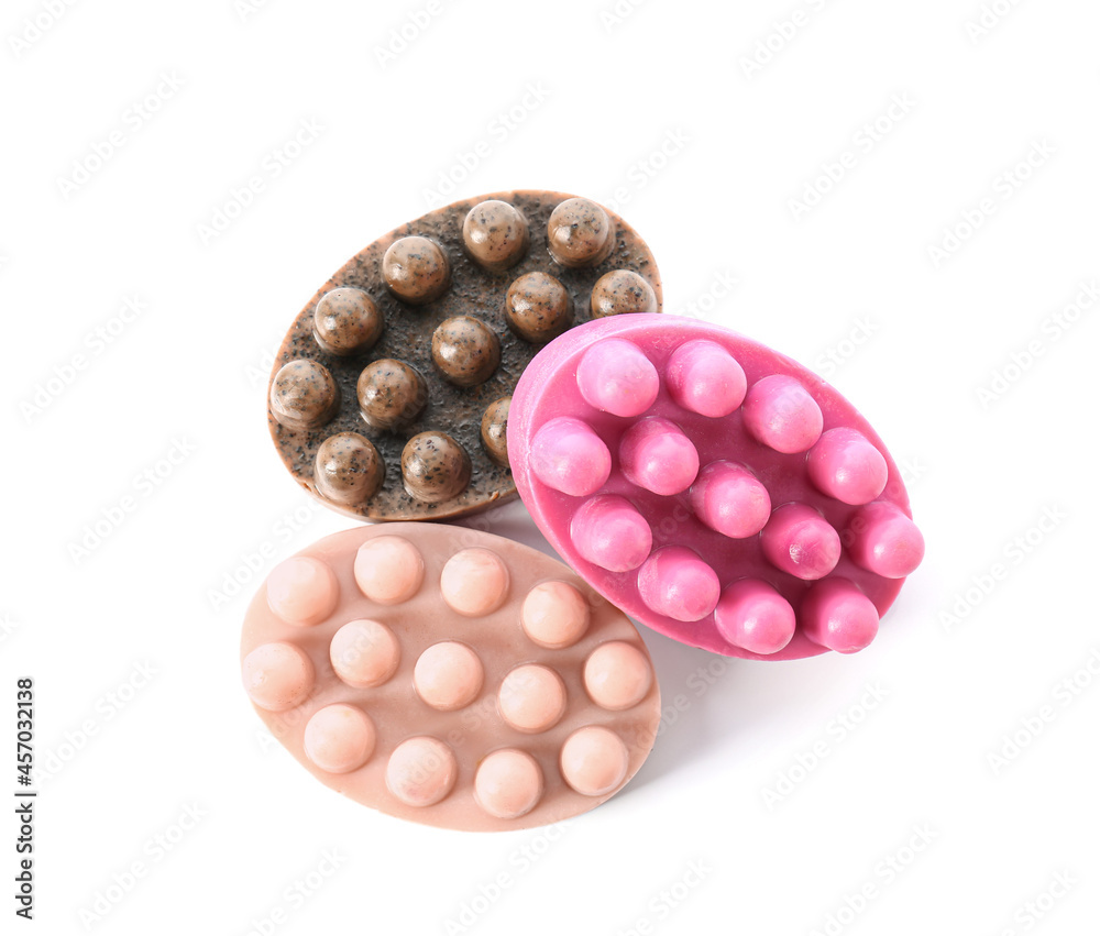 Massage soap bars on white background Massage soap bars on white background