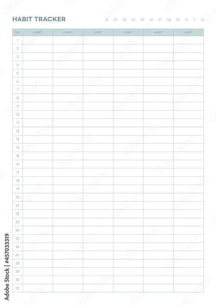Note, scheduler, diary, calendar planner document template illustration. Habit tracker. Note, scheduler, diary, calendar planner document template illustration. Habit tracker.