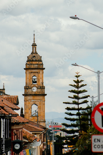 Colonial streets of the La Candelaria neighborhood on a sunny day, a place much visited by nationals and foreigners with different options for recreation and entertainment. September 14, 2021