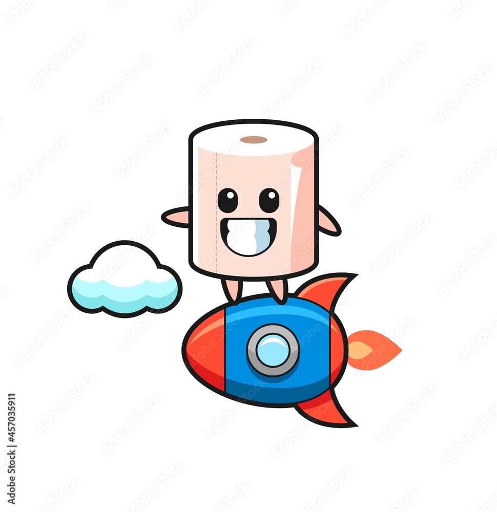 tissue roll mascot character riding a rocket tissue roll mascot character riding a rocket