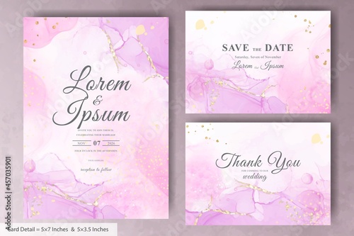 Abstract Watercolor Wedding Invitation Card with Pastel Color and Colorfull Fluid Art Painting Design