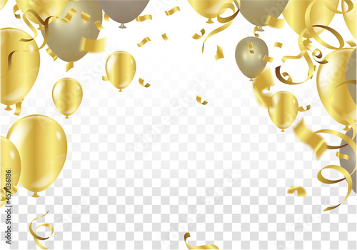 Beautiful background with Colorful balloons gold fly up. background