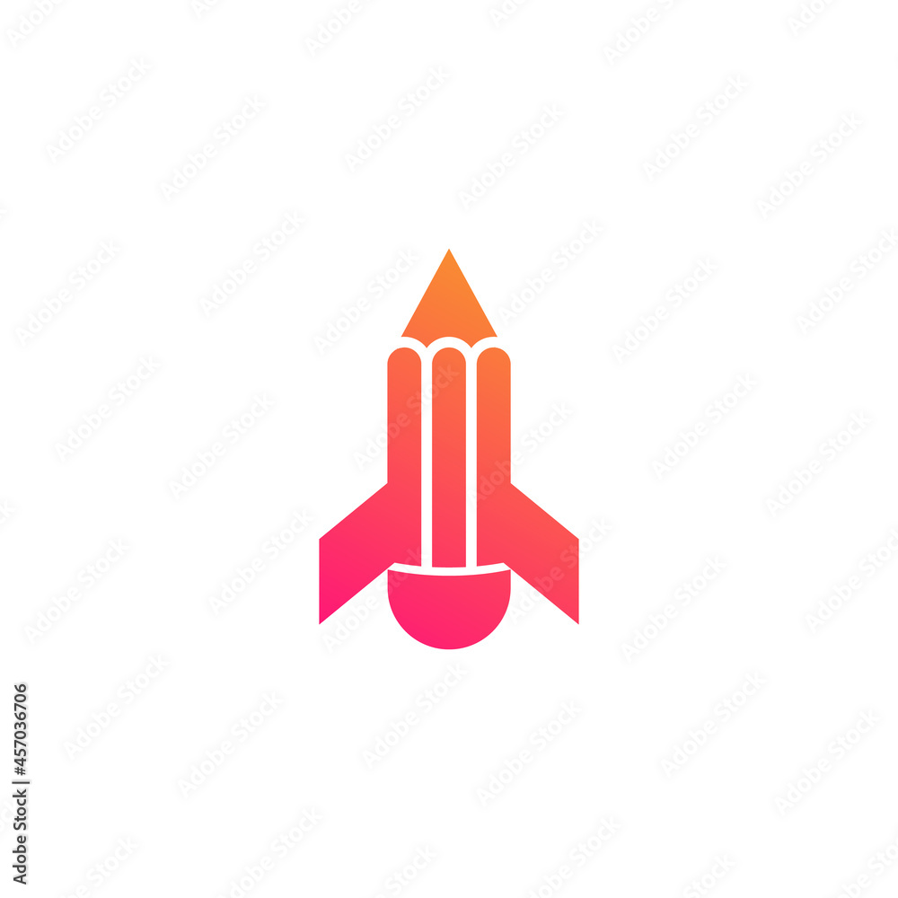 Creative Rocket Logo. Pencil Combined with Rocket Wing Icon Vector Illustration Creative Rocket Logo. Pencil Combined with Rocket Wing Icon Vector Illustration