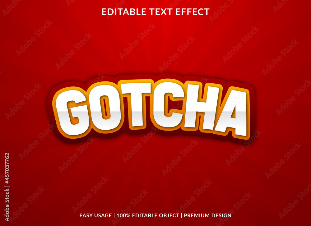 gotcha text effect with abstract and bold style use for business logo and brand