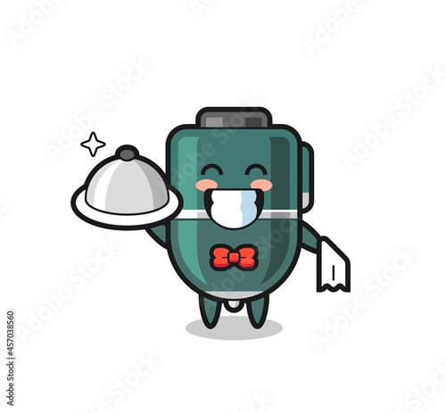 Character mascot of ballpoint pen as a waiters