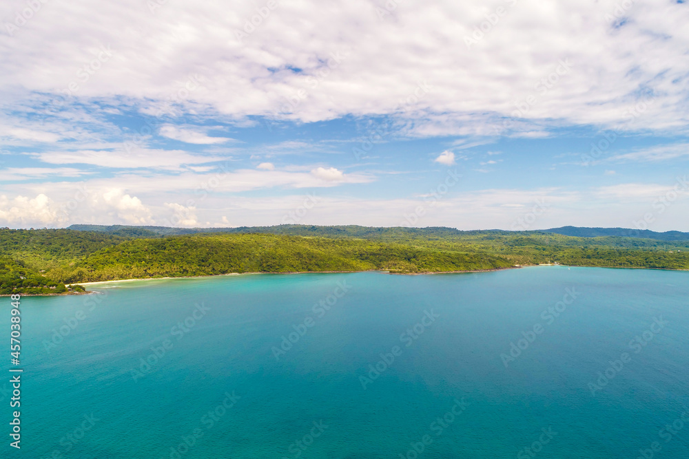 Exotic sea beach island turquoise water with tropical green tree forest Exotic sea beach island turquoise water with tropical green tree forest