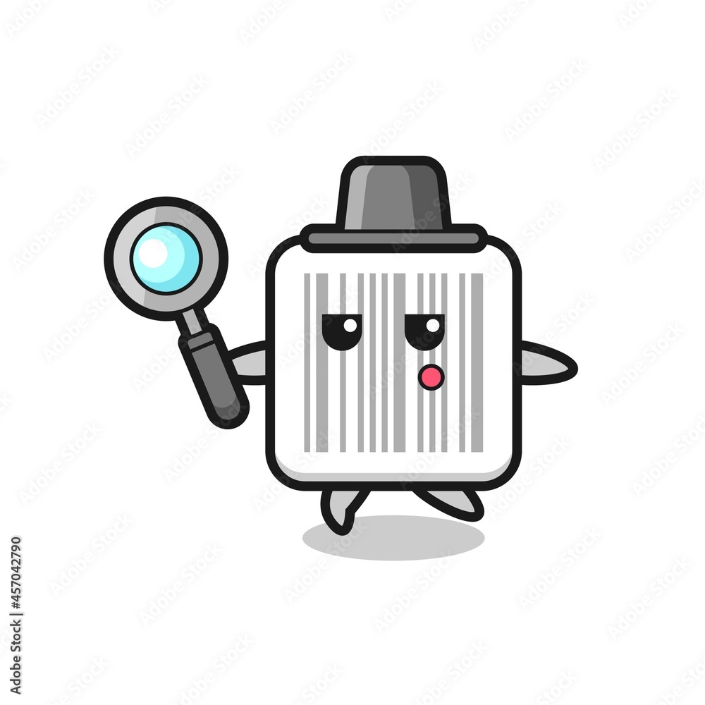 barcode cartoon character searching with a magnifying glass barcode cartoon character searching with a magnifying glass
