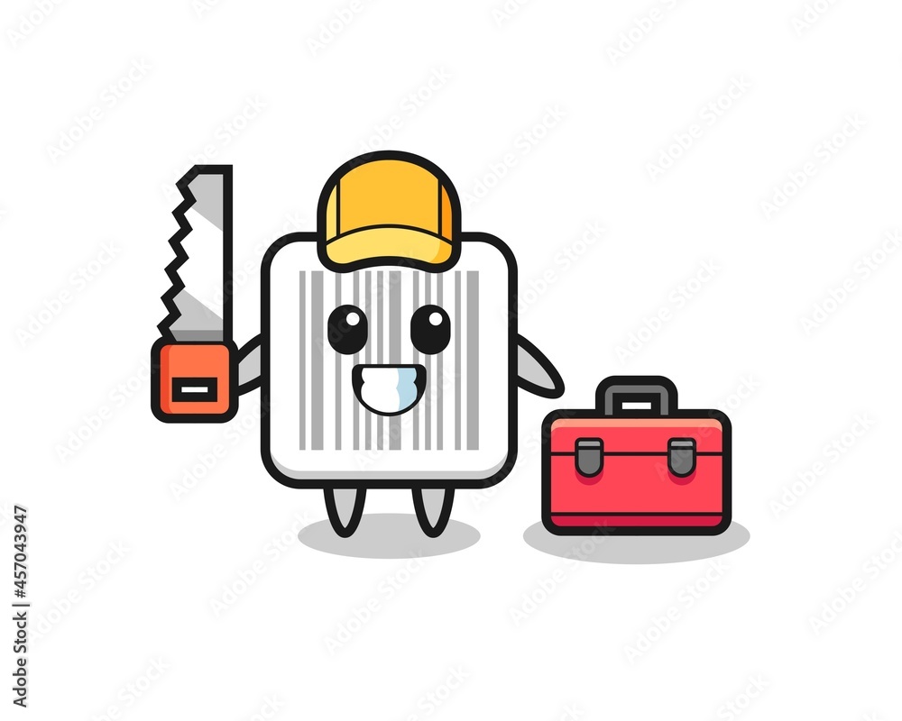 Illustration of barcode character as a woodworker Illustration of barcode character as a woodworker