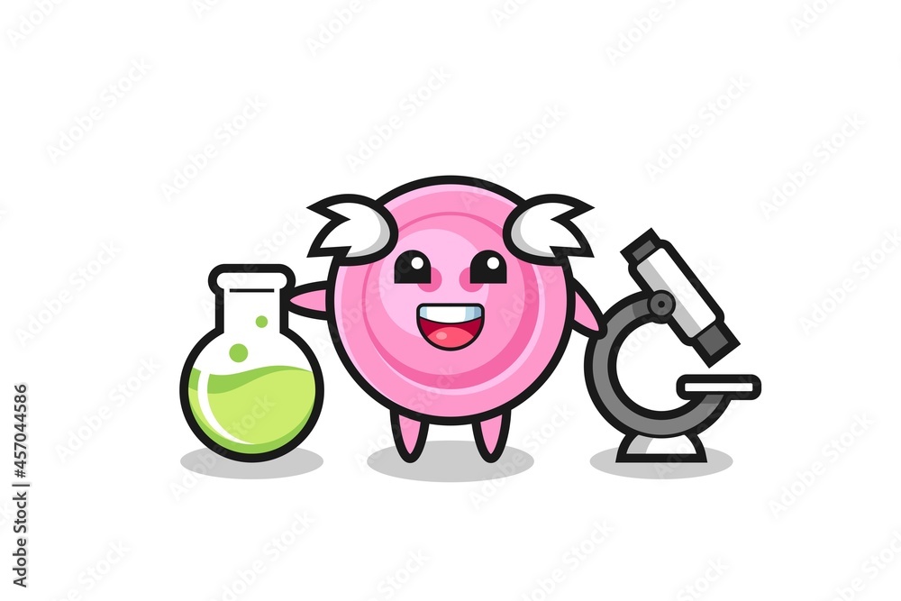 Mascot character of clothing button as a scientist