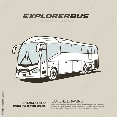 Modern double decker bus outline drawing illustraton