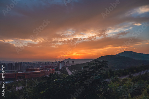 sunset over the city