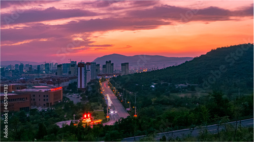 sunset over the city