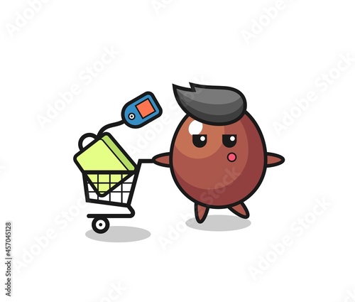 chocolate egg illustration cartoon with a shopping cart