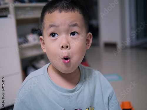 Asian little boy indoor portrait