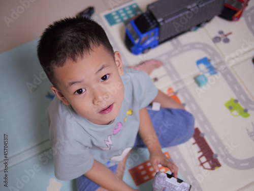 Asian little boy indoor portrait