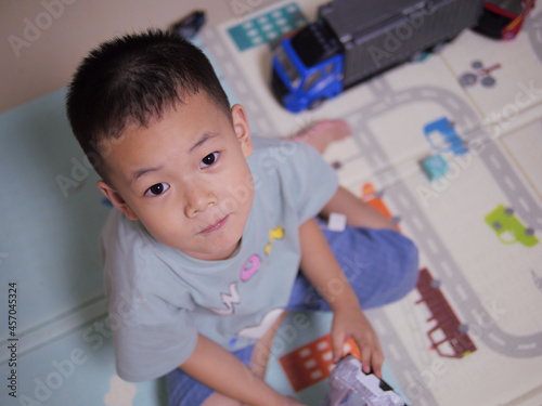 Asian little boy indoor portrait