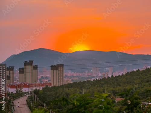 sunset over the city