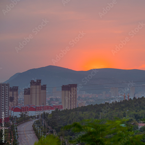 country skyline at sunset