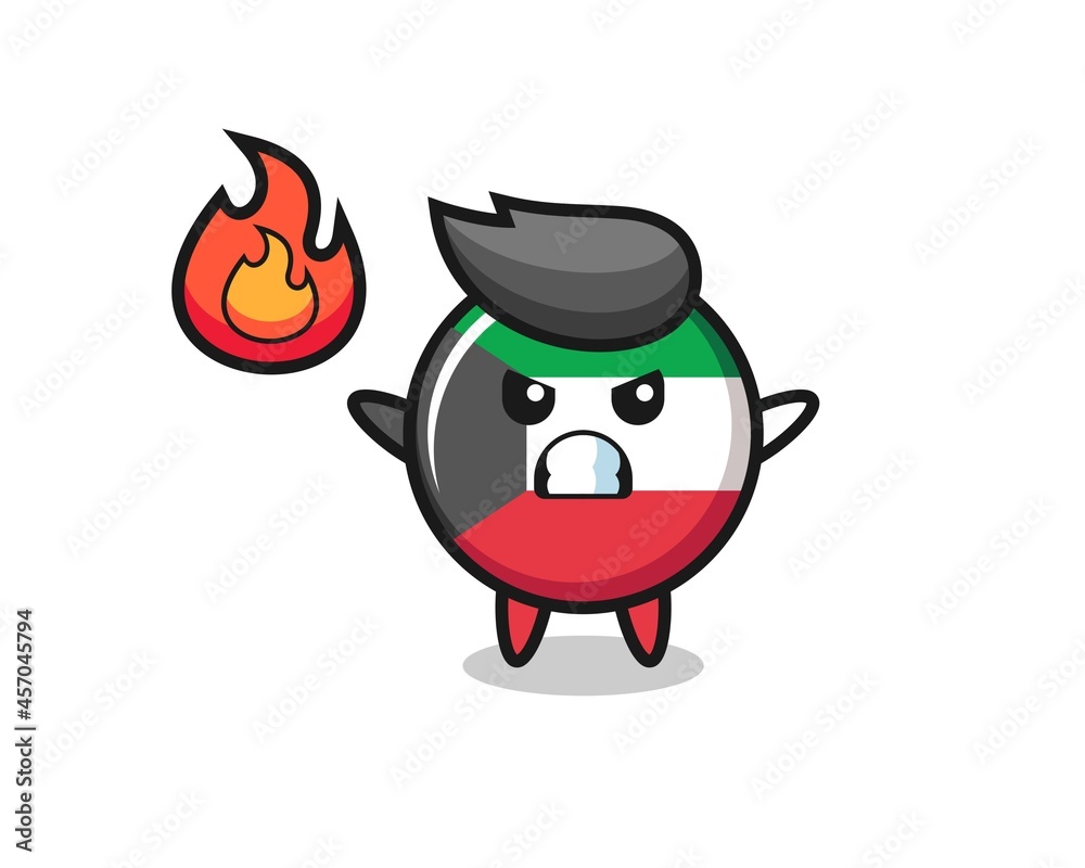 kuwait flag badge character cartoon with angry gesture