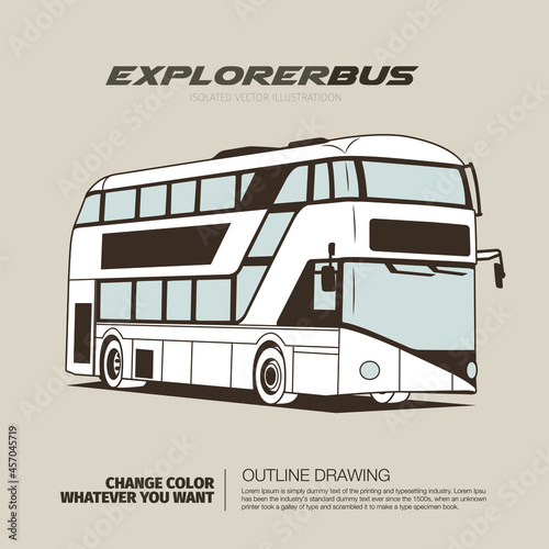 Modern double decker bus outline drawing illustraton photo