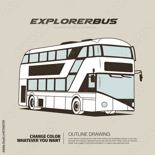 Modern double decker bus outline drawing illustraton