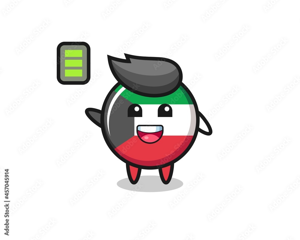 kuwait flag badge mascot character with energetic gesture