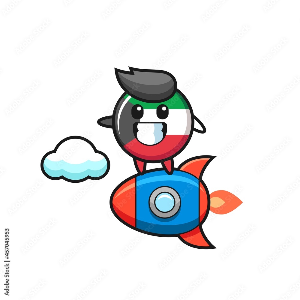 kuwait flag badge mascot character riding a rocket kuwait flag badge mascot character riding a rocket
