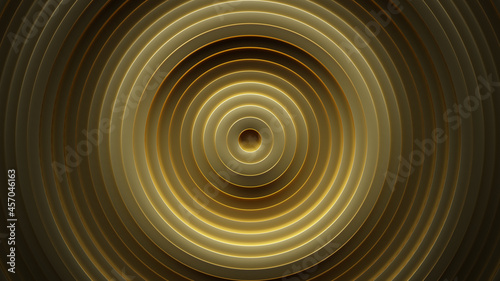 Gold concentric circles 3D rendering