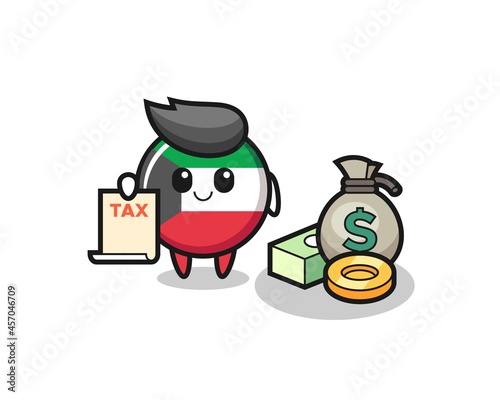 Character cartoon of kuwait flag badge as a accountant