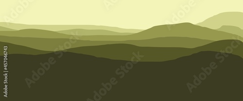 3440 x 1440 mountain landscape illustration used for background, backdrop, web banner, adventure banner, desktop background. © Izzul Khaq