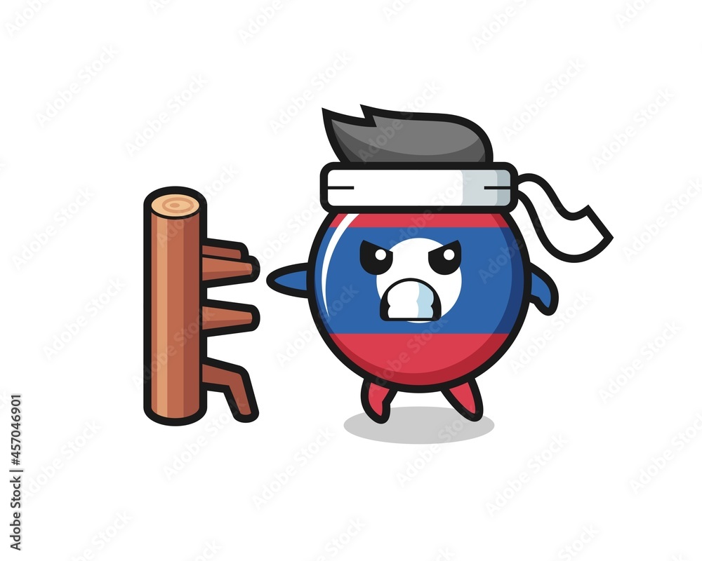 laos flag badge cartoon illustration as a karate fighter laos flag badge cartoon illustration as a karate fighter