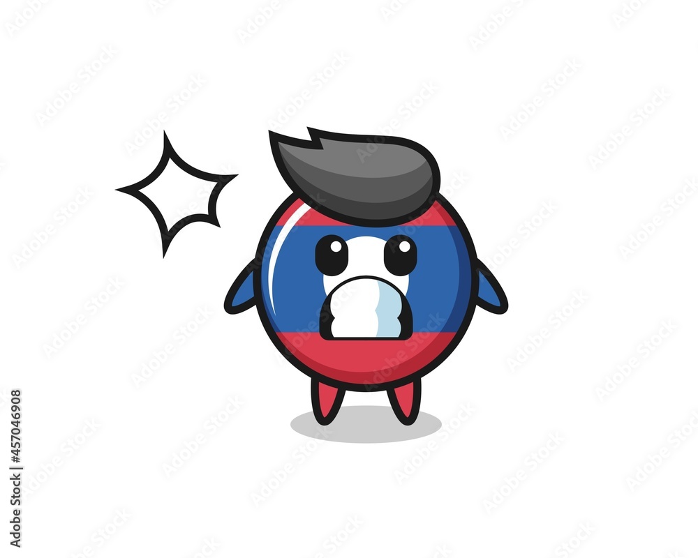 laos flag badge character cartoon with shocked gesture laos flag badge character cartoon with shocked gesture