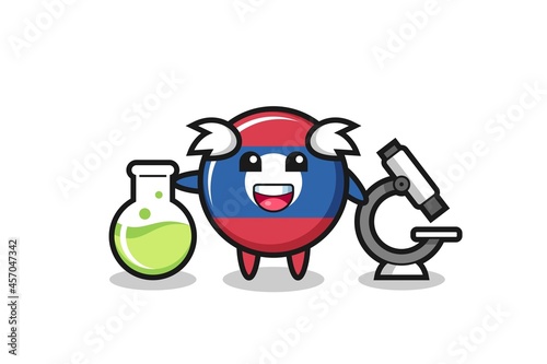 Mascot character of laos flag badge as a scientist