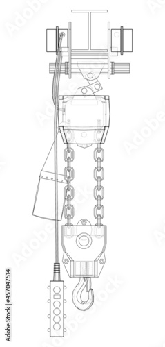 Winch or lifting machine concept outline. Vector