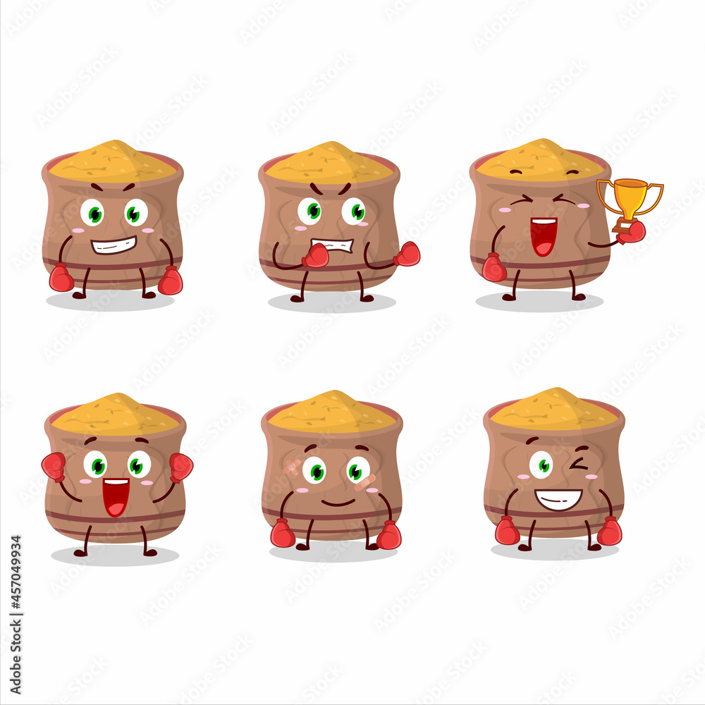A sporty curcuma boxing athlete cartoon mascot design A sporty curcuma boxing athlete cartoon mascot design