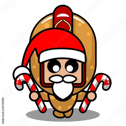 vector cartoon character cute christmas junk food hot dog mascot costume holding christmas candy